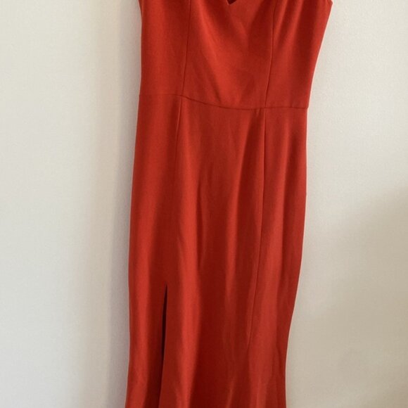 Dress the Population Monroe Side Slit Gown  Poppy Orange Size Large - Picture 5 of 10